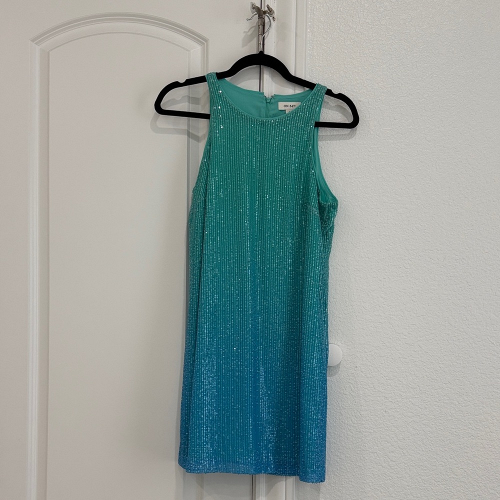 Elegant Teal Sleeveless Mini Dress